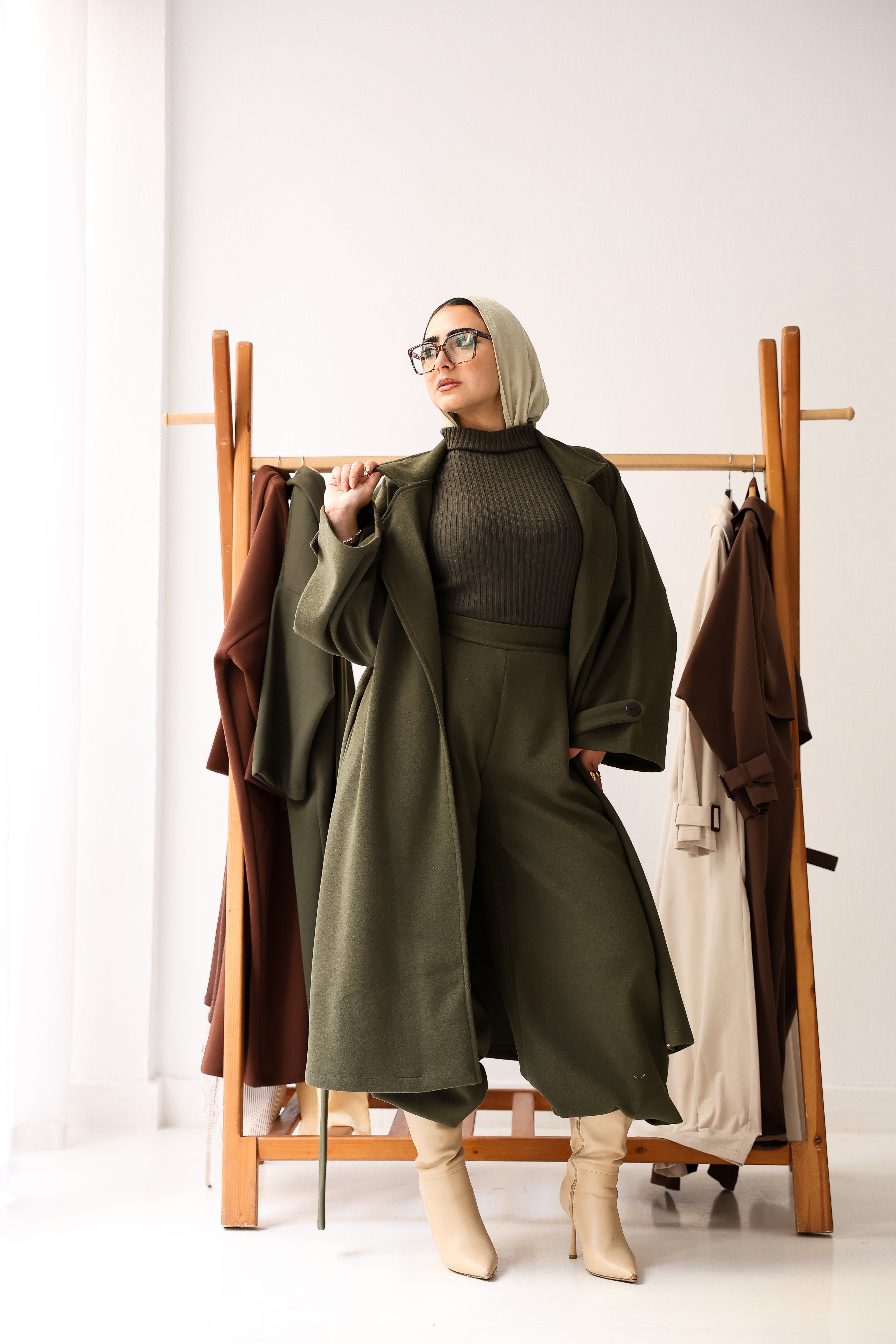 Eloria Coat In Olive-Green