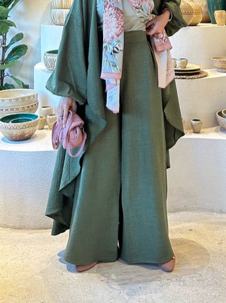 Melissa Set|Cardigan|Pants In Olive-Green