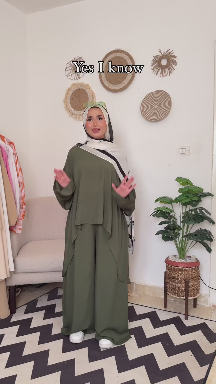 Liliana Set|Blouse|Pants In Olive-Green