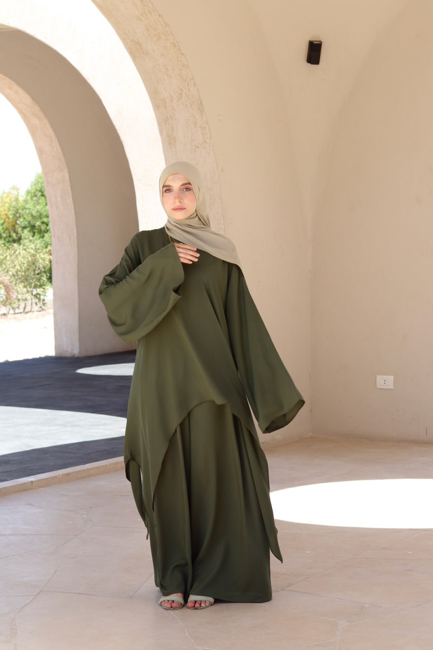 Laiana Set|Blouse|Pants In Olive-Green
