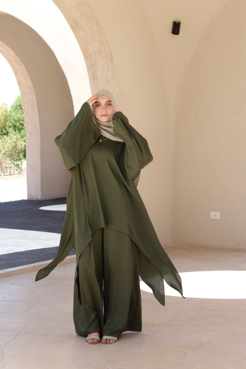 Laiana Set|Blouse|Pants In Olive-Green