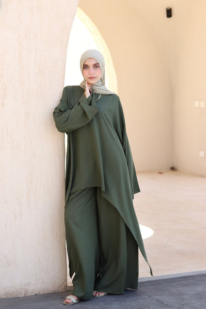 Laiana Set|Blouse|Pants In Olive-Green