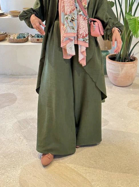 Melissa Set|Cardigan|Pants In Olive-Green